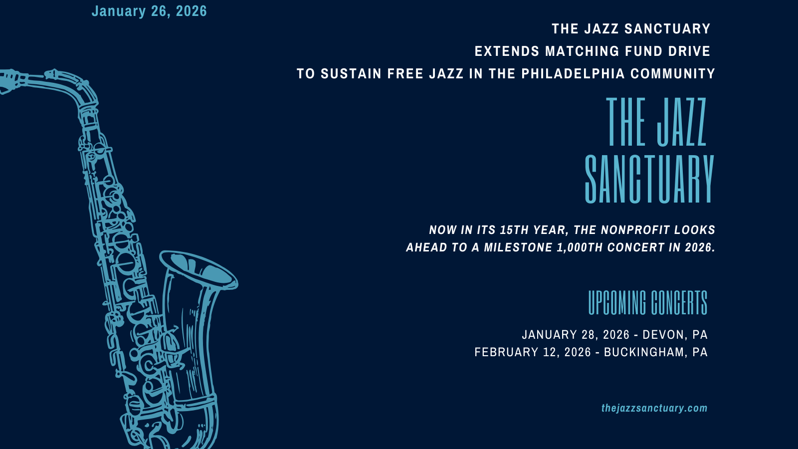 The Jazz Sanctuary Extends Matching Fund Drive to Sustain Free Jazz in the Philadelphia Community